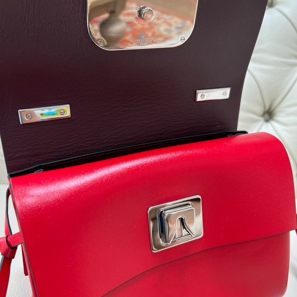 New Valentino LOVE V Ring Lipstick Red Leather Shoulder Bag Sold Out - Picture 8 of 13